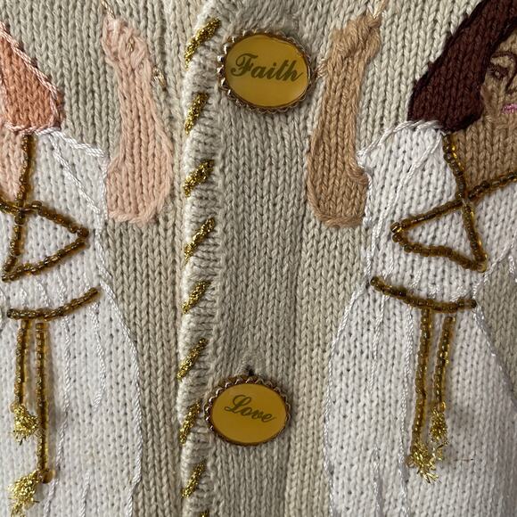 VINTAGE 90s Storybook Knits Heavenly Angels Ugly Christmas Sweater Size Small - Picture 6 of 8
